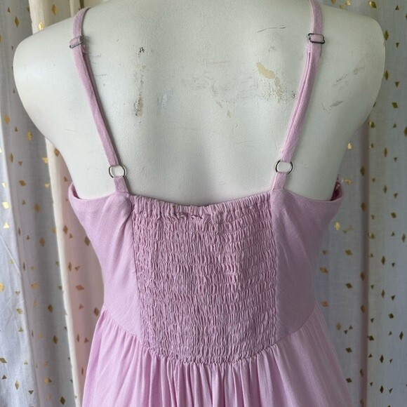 Good Luck Gem Nordstrom NWT Pink Button Down Sleeveless Midi Sun Dress Pockets S - Picture 7 of 10